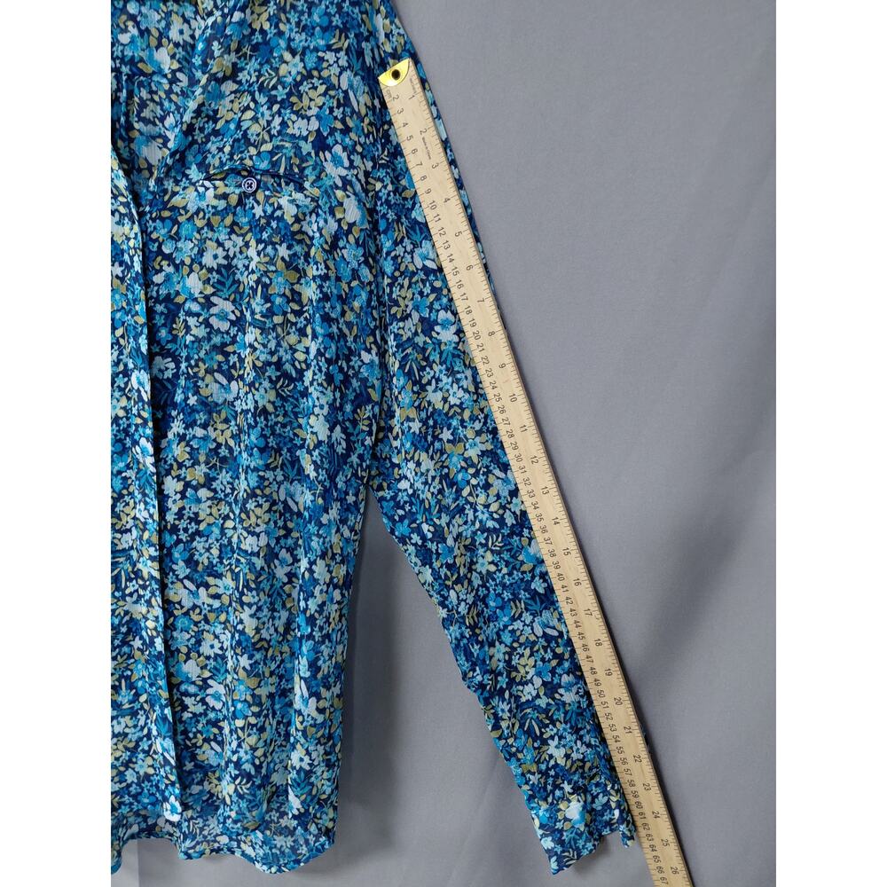 Kut from the Kloth Floral Roll Tab Sleeve Button Up Blouse Women Size XL - Picture 9 of 9